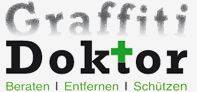Logo mit Text: "Graffiti Doktor" und Slogan: "Beraten | Entfernen | Schützen".