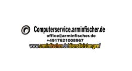 Text mit Computer-Dienstleistungen Kontaktinfos und URL zur Webseite.
