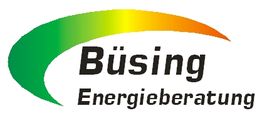 Logo mit grün-gelb-oranger Kurve und Text: "Büsing Energieberatung".