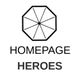 Achteck mit Linien und Text "Homepage Heroes".