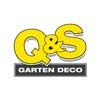 Gelbes Q&S-Logo mit schwarzem Schriftzug "Garten Deco" auf weißem Hintergrund.