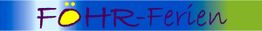 Banner mit dem Text "Föhr-Ferien" in blau-lila mit gelbem Punkt auf blau-grünem Hintergrund.