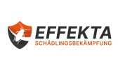 Logo von Effekta Schädlingsbekämpfung mit Schildsymbol und Insekt.