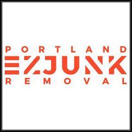 "Logo for Portland EZ Junk Removal in bold orange text on a white background."