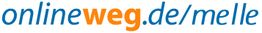 Text: "onlineweg.de/melle" in blauer und orangener Schrift.
