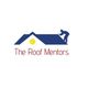 Logo of The Roof Mentors with a person working on a blue roof above text.
