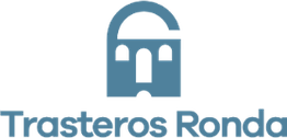 Logotipo azul de Trasteros Ronda con un diseño de arco y puente.