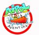 Logo de Aipol Aventura con persona remando en kayak y olas azules alrededor.