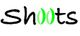 Logo de "shoots" con las letras "oo" en forma de hojas verdes.