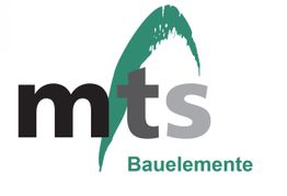 Logo mit schwarzem "m", grünem "t", grauem "s" und grünem Schwung, Text: "Bauelemente".