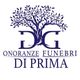Logo con albero stilizzato e testo: "Onoranze Funebri Di Prima".