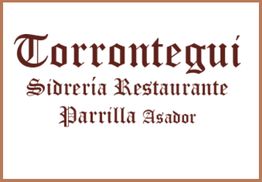 Texto en estilo clásico: "Torrontegui Sidrería Restaurante Parrilla Asador".