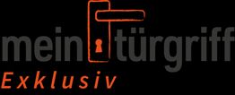 Logo von "mein türgriff Exklusiv" mit Türgriff und Schlüsselloch auf schwarzem Hintergrund.