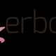 Logo con testo "La mia erboristeria" e fiore rosa stilizzato. Sfondo nero.