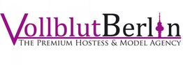 Logo „VollblutBerlin“ mit Text: „The Premium Hostess & Model Agency“ und Berliner Fernsehturm.