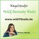 Plakat für Nagelstudio "Wild Seventy Nails" mit Website und Foto einer Frau.