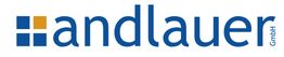 Logo mit blauem Schriftzug "andlauer GmbH" und geometrischem Muster in Blau und Gelb.
