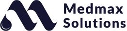 Logo of Medmax Solutions with stylized "M" and a droplet design.