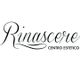 Logo con scritta "Rinascere Centro Estetico" in caratteri eleganti su sfondo bianco.