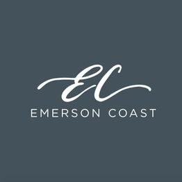"White 'EC Emerson Coast' logo on a dark gray background."