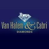 Logo mit Diamant, Schriftzug "Van Halem & Cabri Diamonds" auf blauem Hintergrund.