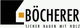 Logo mit Text "Böcherer: Sicher bauen mit Holz" und stilisiertem Symbol in Schwarz und Gelb.