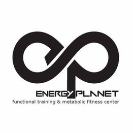 Logo "Energy Planet" con simbolo a infinito, centro fitness funzionale e metabolico.