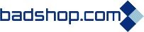 Logo von badshop.com mit blauem Schriftzug und zwei blauen Rauten rechts.