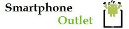 Logotipo de "Smartphone Outlet" con un robot verde saliendo de una pantalla.