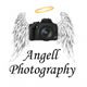 Camera with wings and halo, text "Angell Photography" below.