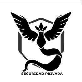 Logo de una figura alada negra con texto "SEGURIDAD PRIVADA" debajo.