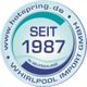 Logo mit Schriftzug: "Seit 1987 in Deutschland, www.hotspring.de, Whirlpool Import GmbH".