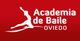 Logo rojo de "Academia de Baile Oviedo" con una silueta blanca de bailarina en pose.