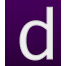 Weißer Buchstabe "d" auf lila Hintergrund.