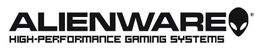 Logo von Alienware mit Text "High-Performance Gaming Systems" und Alienkopf-Symbol.
