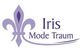 Lila Lilie-Logo mit dem Text: "Iris Mode Traum".