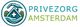 Logo van Privezorg Amsterdam met een huis in handen en een kruis in een cirkel.