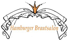 Logo: Krone über Schleier, Text "Hamburger Brautsalon" in stilvollen Buchstaben.