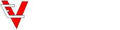 Logotipo con una letra "V" roja estilizada y una estructura gris y blanca. Fondo blanco.