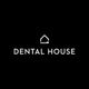 Logo with a house symbol above the words "Dental House" on a black background.