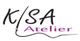 Logo mit Schriftzug "K/SA Atelier" und gezeichneter Nadel und Faden darunter.