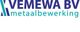 Logo van Vemewa BV met de tekst "metaalbewerking" eronder in blauwe en groene letters.