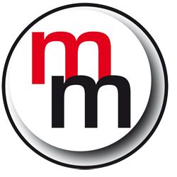 Zwei Buchstaben "m", einer rot, einer schwarz, ineinander verschlungen in einem Kreis auf weißem Hintergrund.