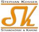 Logo mit oranger SK, Text: Stephan Kosser, Strandkörbe & Kamine.