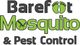 Barefoot Mosquito & Pest Control logo with green letters and mosquito/foot icons.