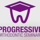 Paars logo van Progressive Orthodontic Seminars met een tand en een hoed.