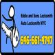 Stick figure riding a key with text "Eddie and Sons Locksmith, Auto Locksmith NYC, 646-661-4747."