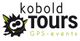 Logo mit Kobold-Grafik und Text "Kobold Tours GPS-events" in Schwarz und Grün.