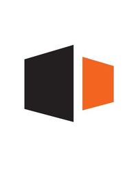 Zwei überlappende 3D-Quadrate, links schwarz und rechts orange, vor weißem Hintergrund.