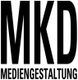 Schwarzer Text "MKD Mediengestaltung" auf weißem Hintergrund.
